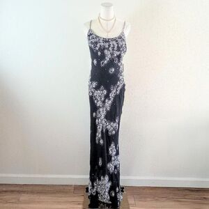 Y2K 100% Silk Beaded Sequin Fairygoth Prom Dress